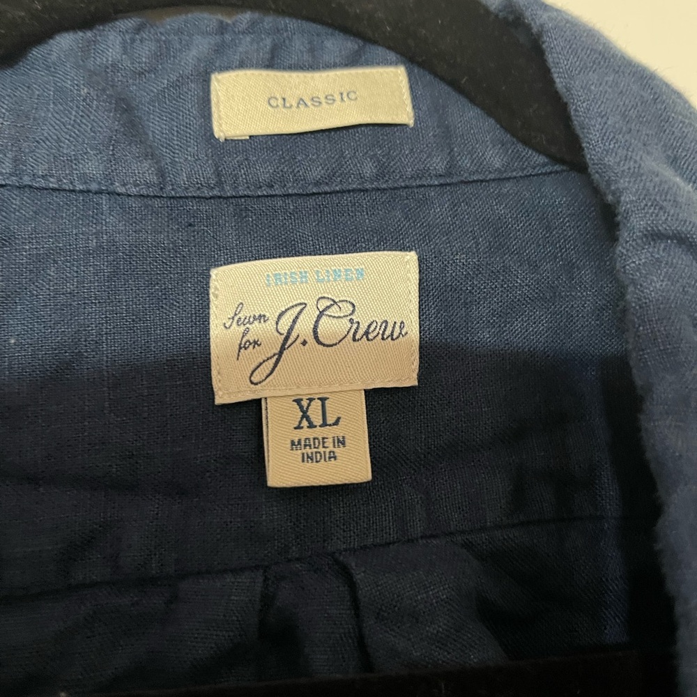 J. Crew Baird McNutt Irish linen shirt Ink Blue Men's XL - Picture 3 of 4
